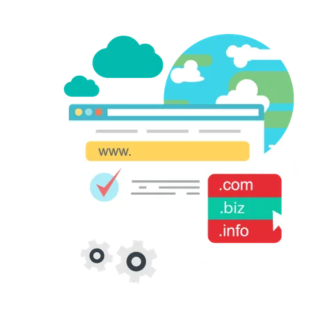 Domain names .com .biz .info in a browser