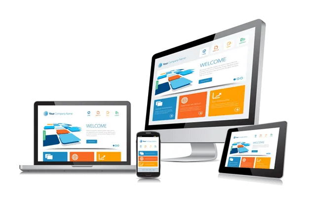 Website shown on laptop, tablet and phone
